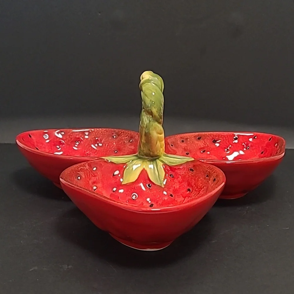 Vintage | Pier 1 Imports Straberry Trio Dish Serving Tray